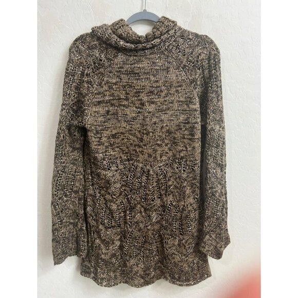 Inc Shades Of Brown Cowl Neck Tunic Sweater Sequin Embellished Knit Sweater Sz X - Picture 3 of 4